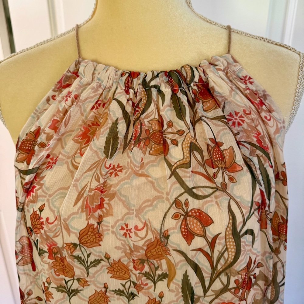 World Market orange cream floral maxi dress Size L/XL NWOT Bohemian Spring - Picture 4 of 12
